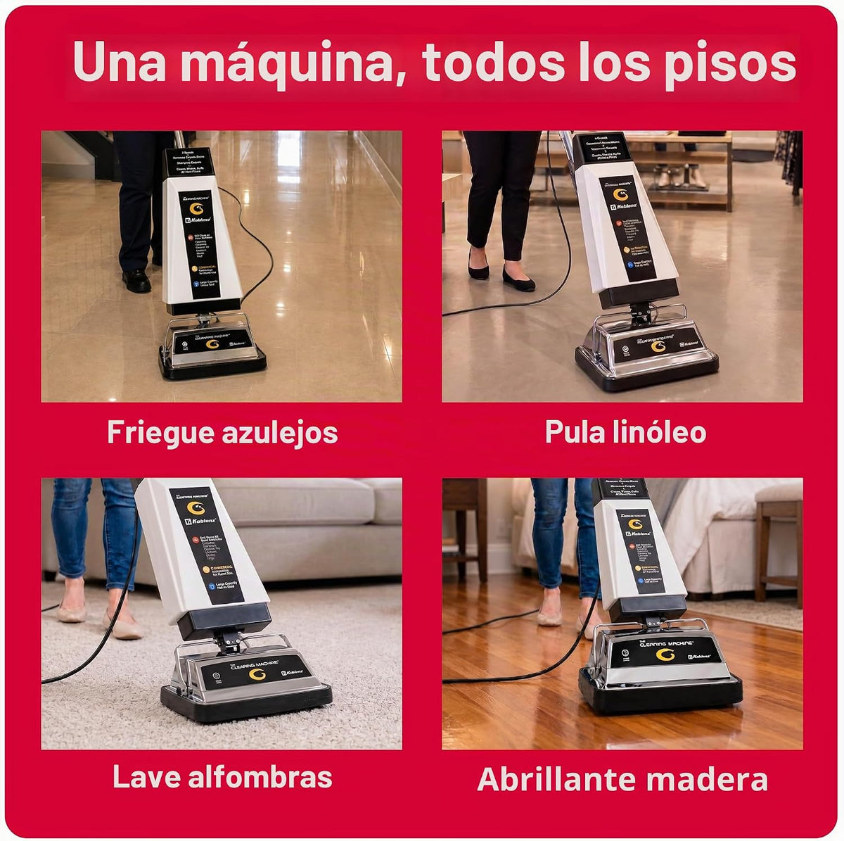 Koblenz P-2600A Máquina de champú para alfombras, pulidora de piso de 12