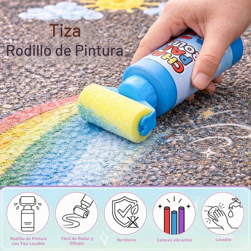 Juego de 6 tizas de rodillo para acera, color rosa, azul, morado