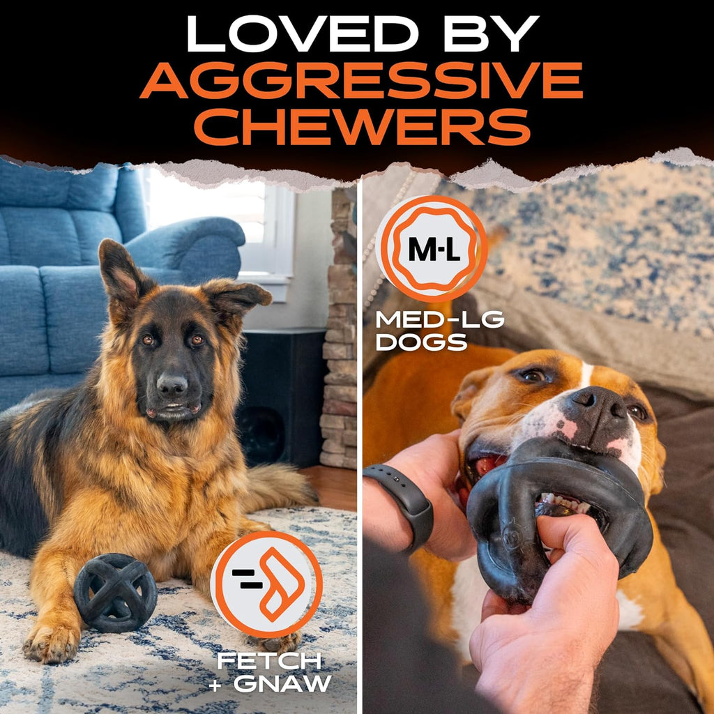Monster K9 Ring Ball - para Toughest Chewers, Natural Rubber Dog Toy, 5.5 en