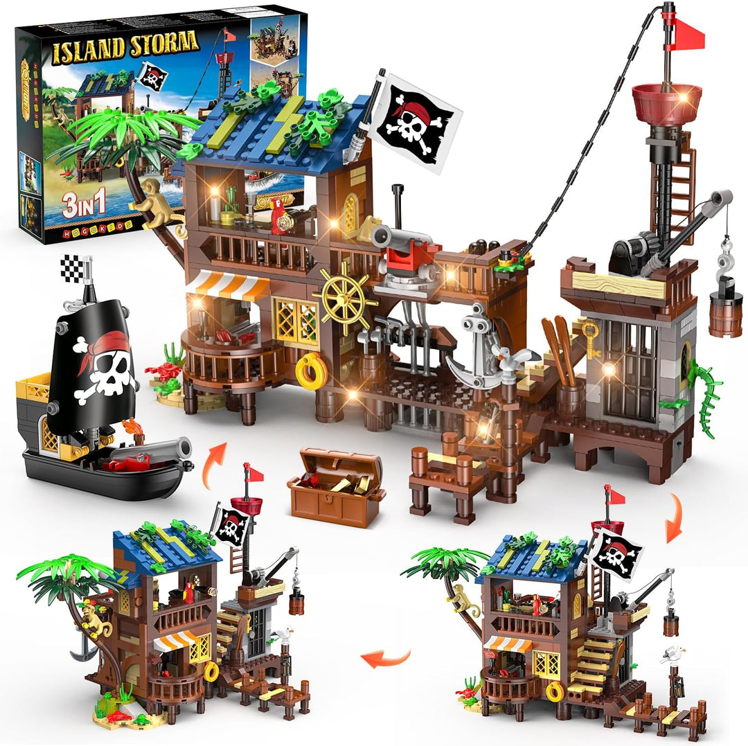 HOGOKIDS Juego de construcción de casa de barco pirata con
