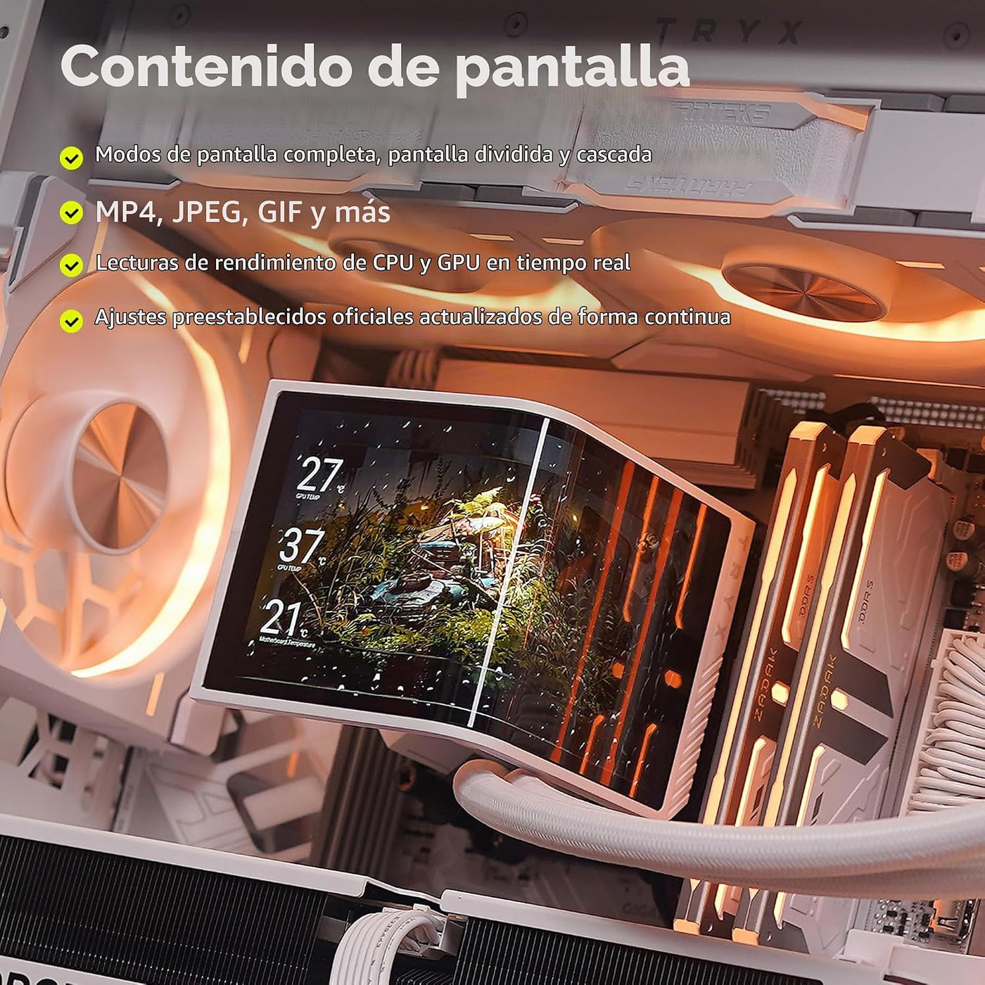 TRYX PANORAMA SE 360 ARGB Blanco 360mm AIO Giratoria Pantalla Curva...