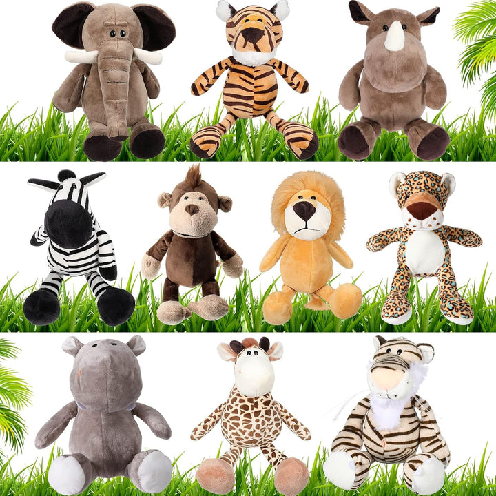 HyDren Juego de 10 animales de peluche de safari de 9 pulgadas y el...