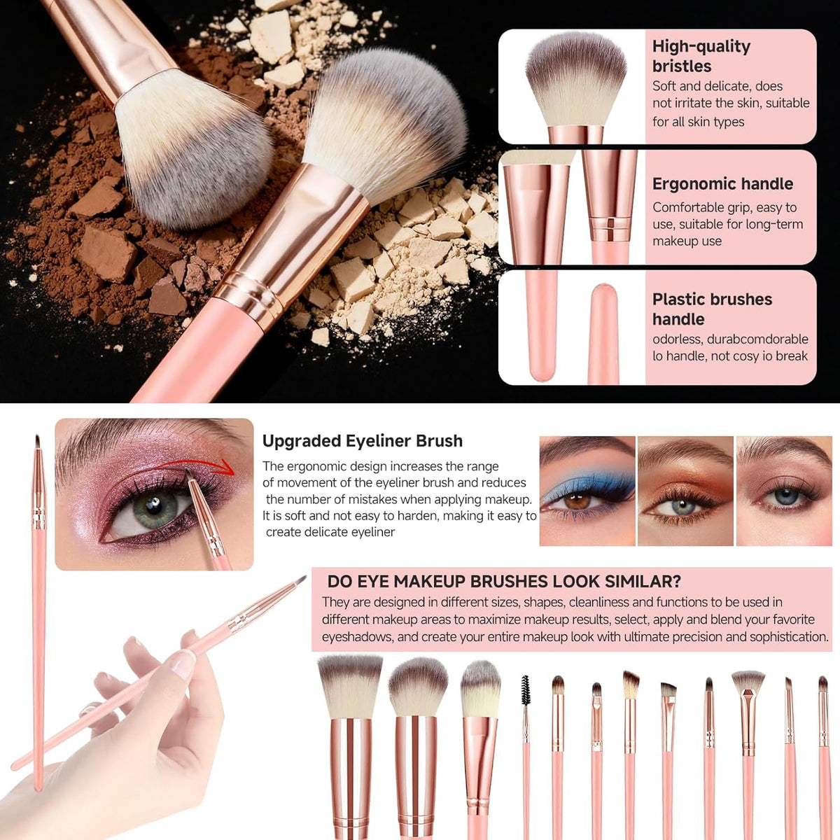 CLRDZN Juego de 70 brochas de maquillaje, juego de brochas