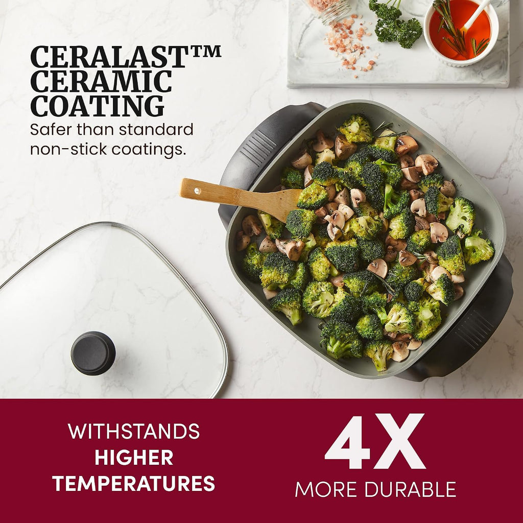 Elite Gourmet Sartén eléctrica de cerámica Ceralast™ sin PFAS de 12