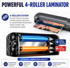 SINCHI Laminador térmico de 13 pulgadas y aplicador de lámina, 3 a 10 mil, 4 rodillos, calentamiento de 55 segundos, 18 segundos/página, apagado automático, máquina de laminación de grado comercial con 10 bolsas para oficina, escuela, manualidades y