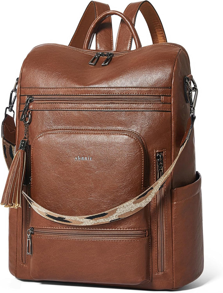 Mochila Shrrie de cuero vegano para computadora portátil de 14 pulg...