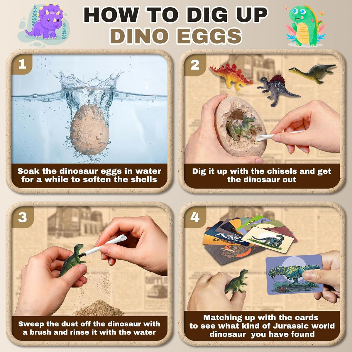 Kit de excavación de 24 huevos de dinosaurio, recuerdos de fiesta de