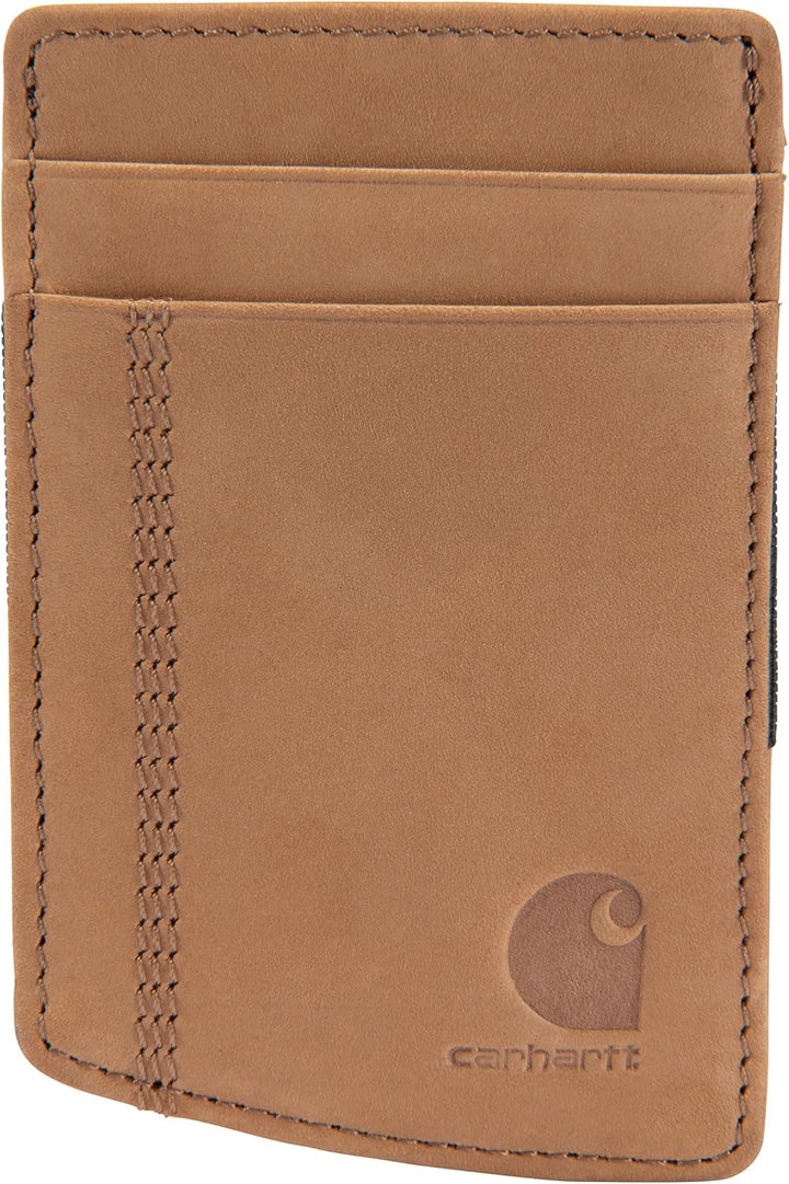Carhartt Carteras casuales de cuero con bolsillo frontal para hombre
