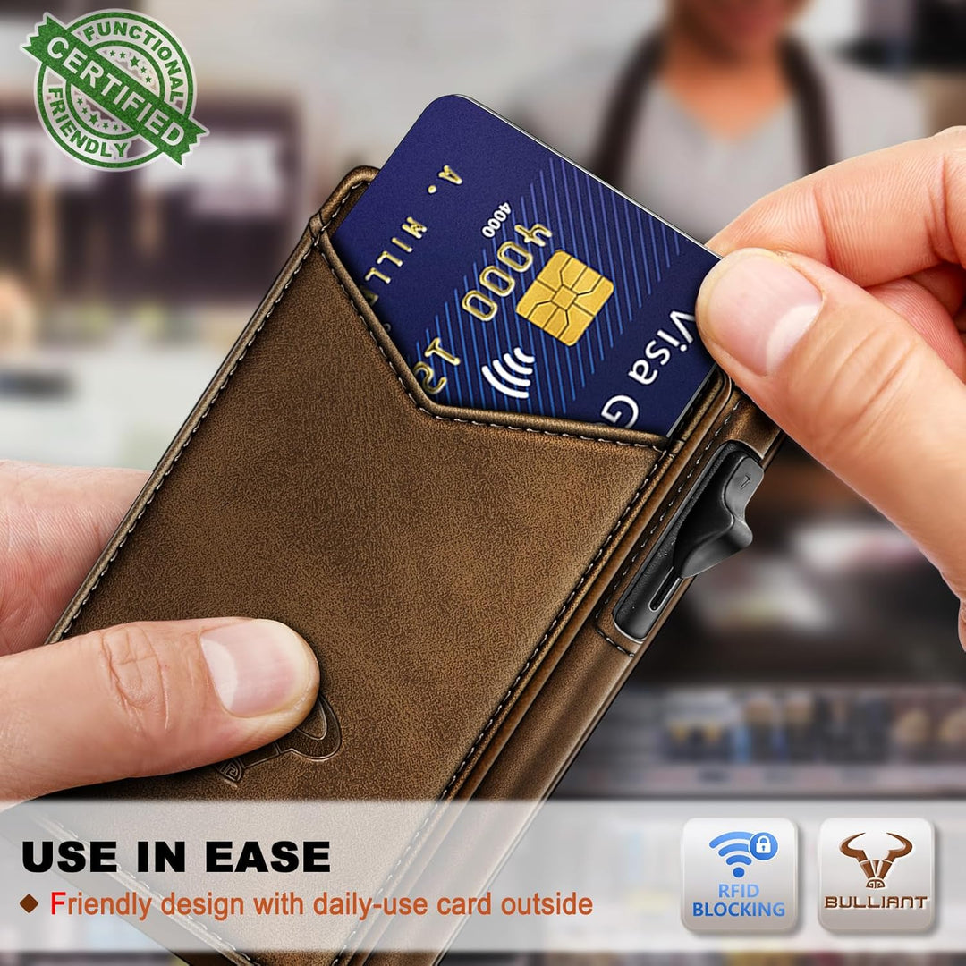 Cartera Bulliant para hombre, cartera con clip de dinero delgada pa...