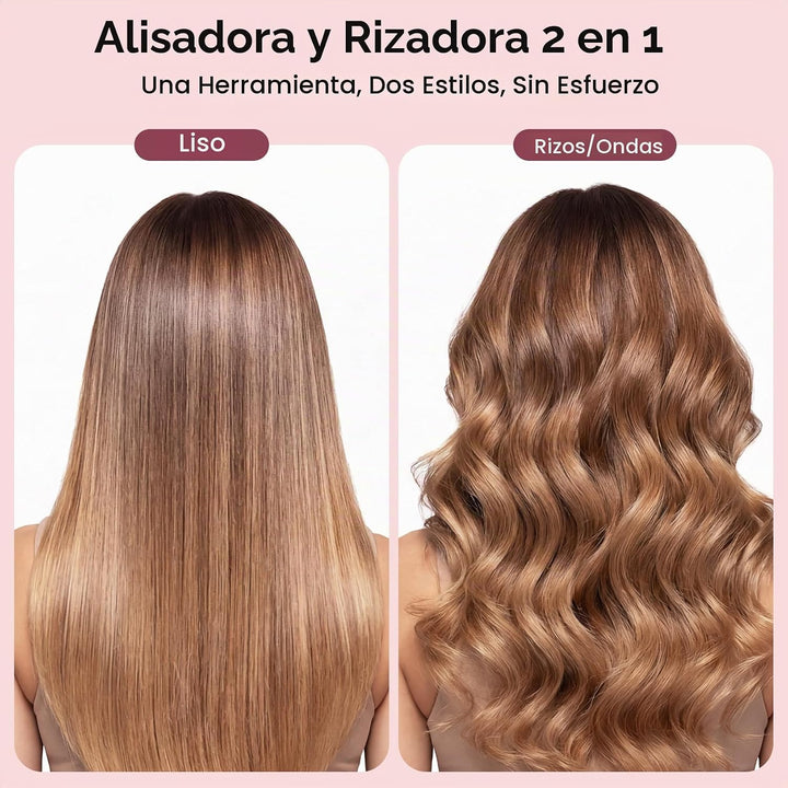 Plancha de pelo y rizador 2 en 1 de 1 pulgada, plancha plana de cer...