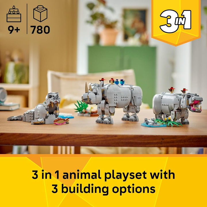 LEGO Creator 3 en 1 Wild Animals Majestic Rinoceronte con