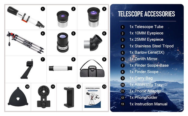 Dianfan Telescopio apertura de 90 mm y longitud focal de