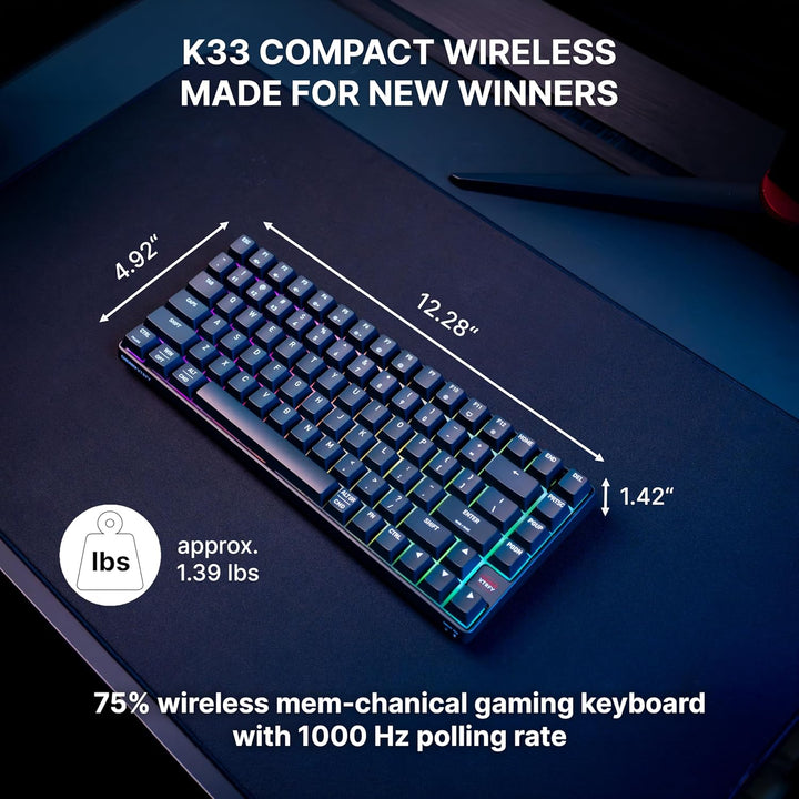 CHERRY XTRFY K33 - Teclado compacto inalámbrico, 75% Mem-chanical p...