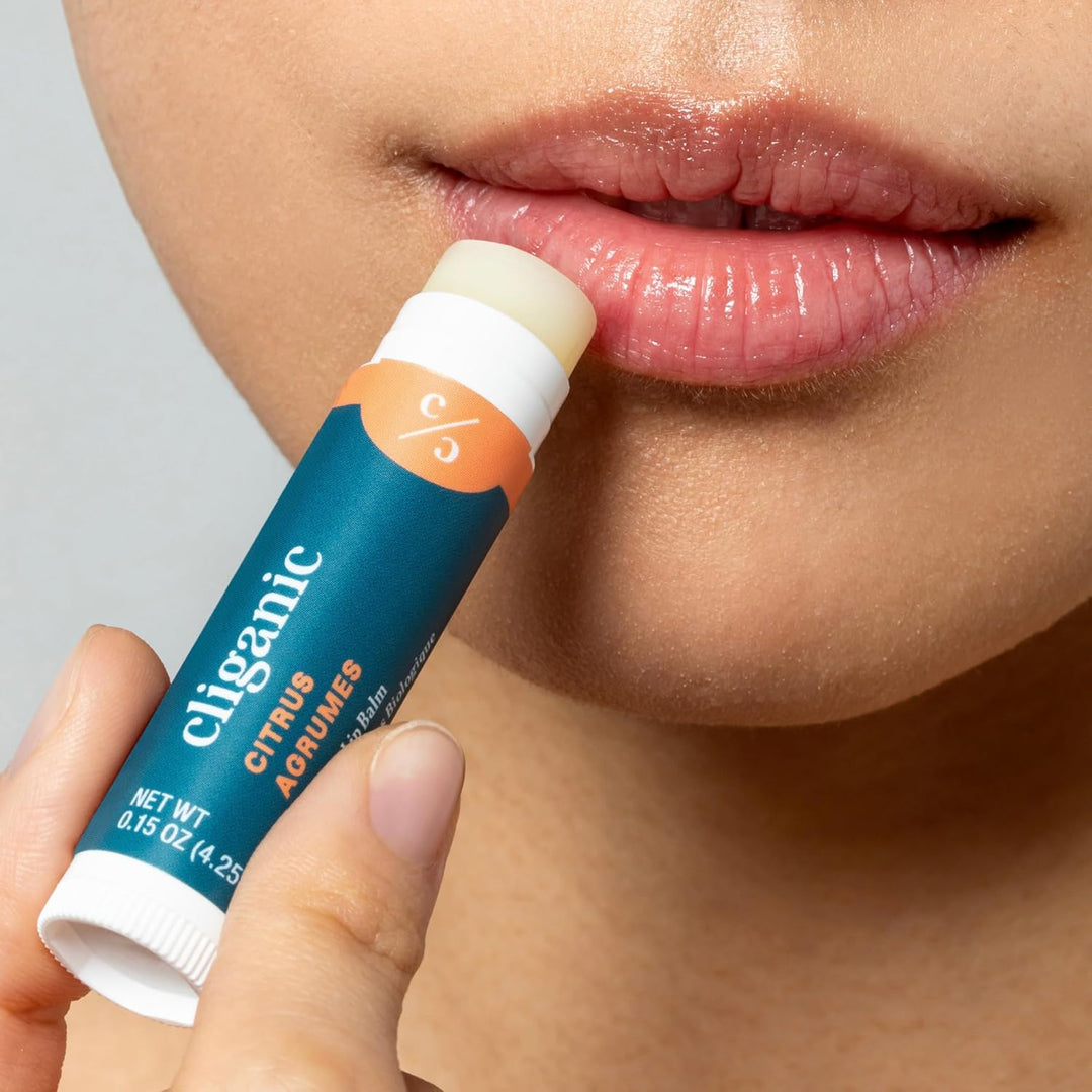 Cliganic Set de bálsamo labial orgánico, 4 sabores, hidratante natu...