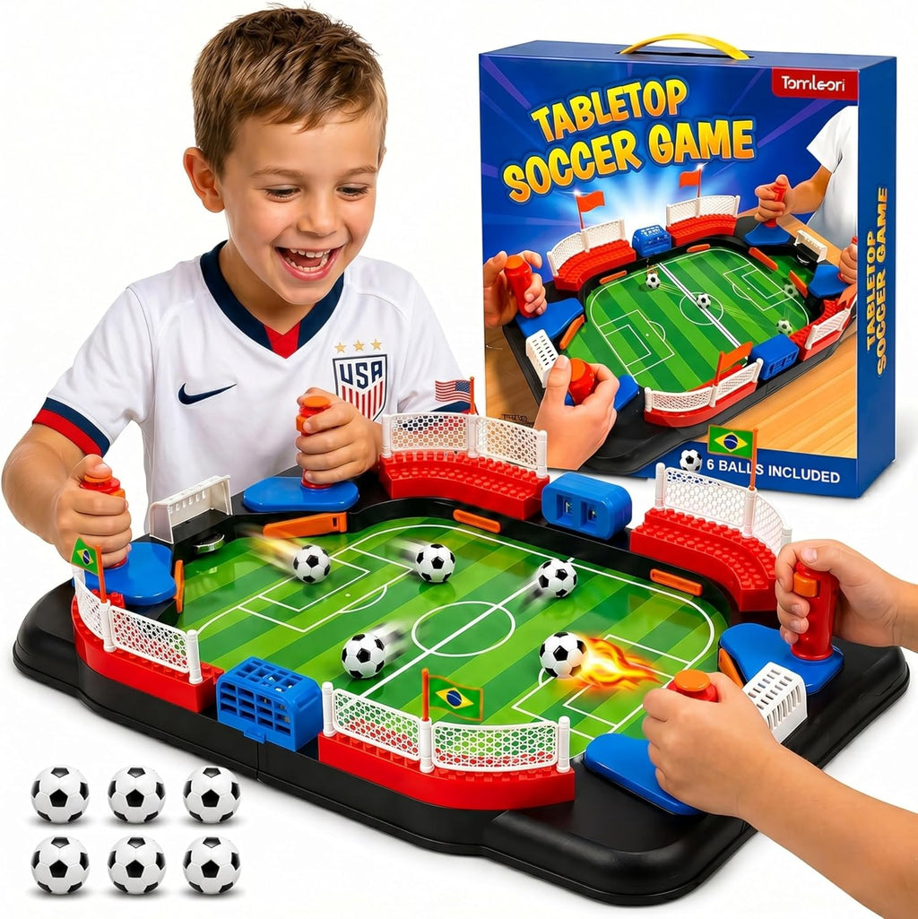 Juguete de fútbol para niños, juego de futbolín de mesa para niños de 3, 4, 5, 6, 7, 8 a 12 años, regalo interactivo de fútbol, mini juego de mesa de fútbol con portería, contador de puntuaciones y 6 bolas, regalo de fácil instalación