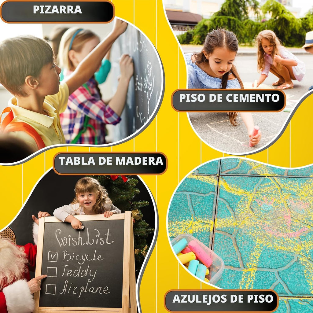 280 tizas para acera en 24 colores: tizas lavables Jumbo para niños