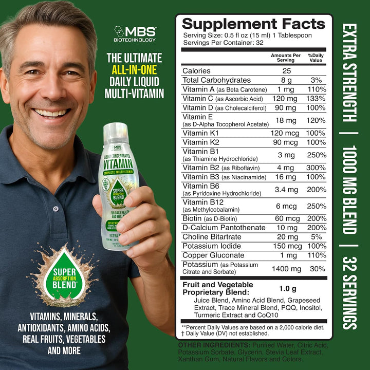MBS Biotechnology Multivitamínico líquido para adultos \u2013 Vitam...