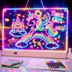 Tablero de dibujo LED recargable de 16" para niños con efectos de luz de 16