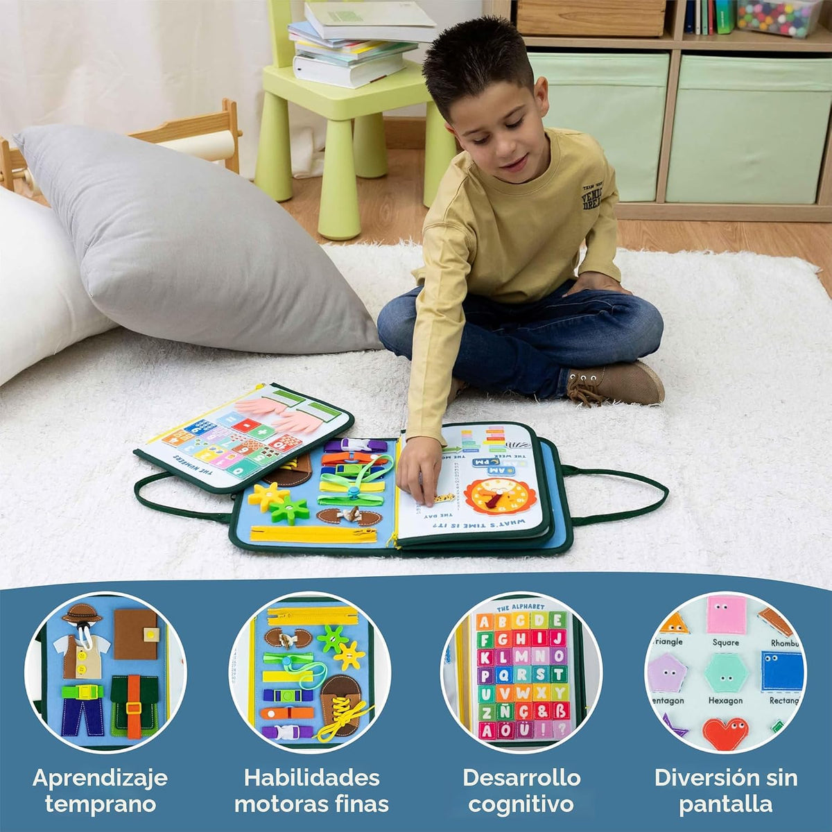BONNYCO - Tabla de actividades para niños de 1 a 4 años con 8 tablas