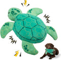 Bite Force Juguete de tortuga para perros masticadores agresivos, juguete duradero reforzado con Kevlar SqueakyTurtle con capa tejida resistente, juguete masticable resistente para perros pequeños y