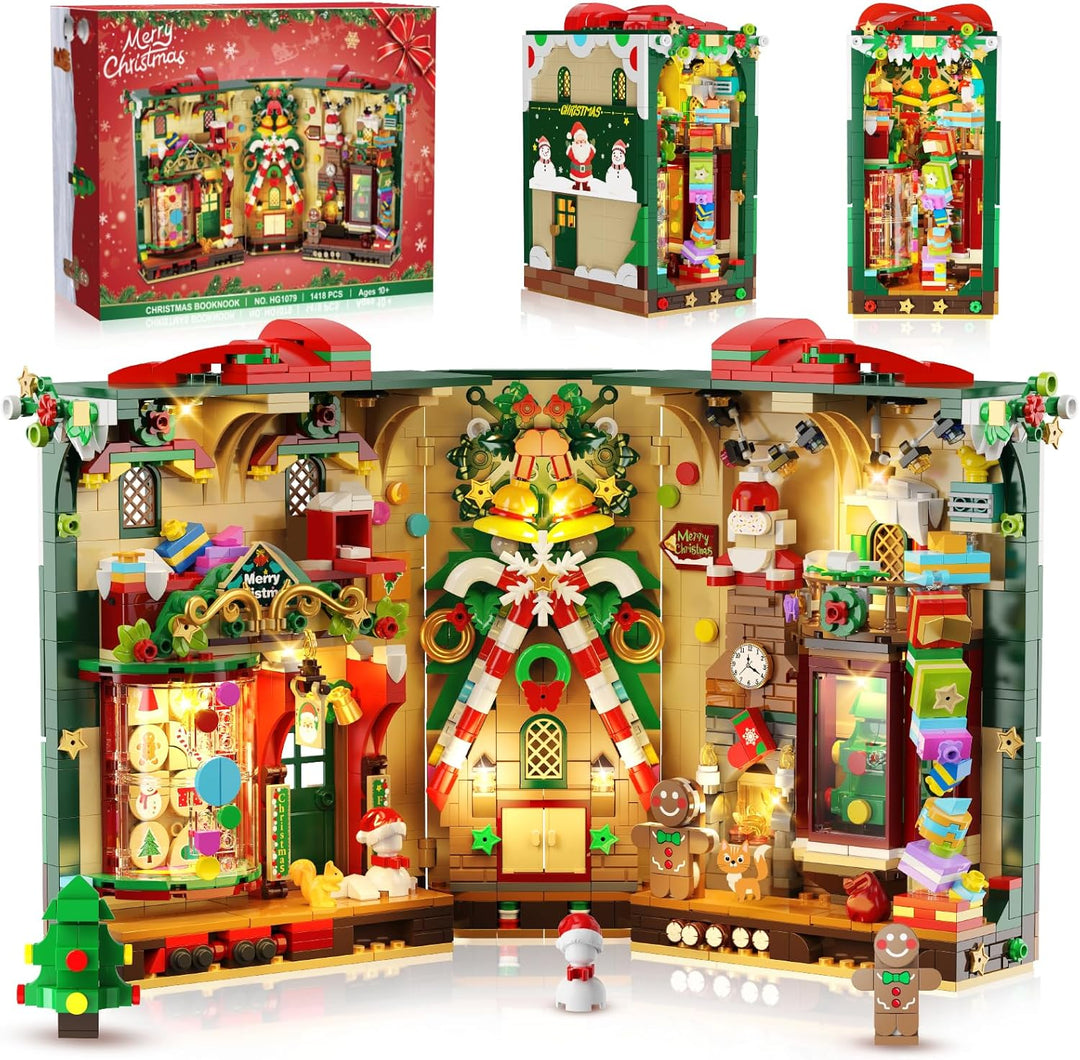 Juego de construcción de rincón de libro de Navidad con