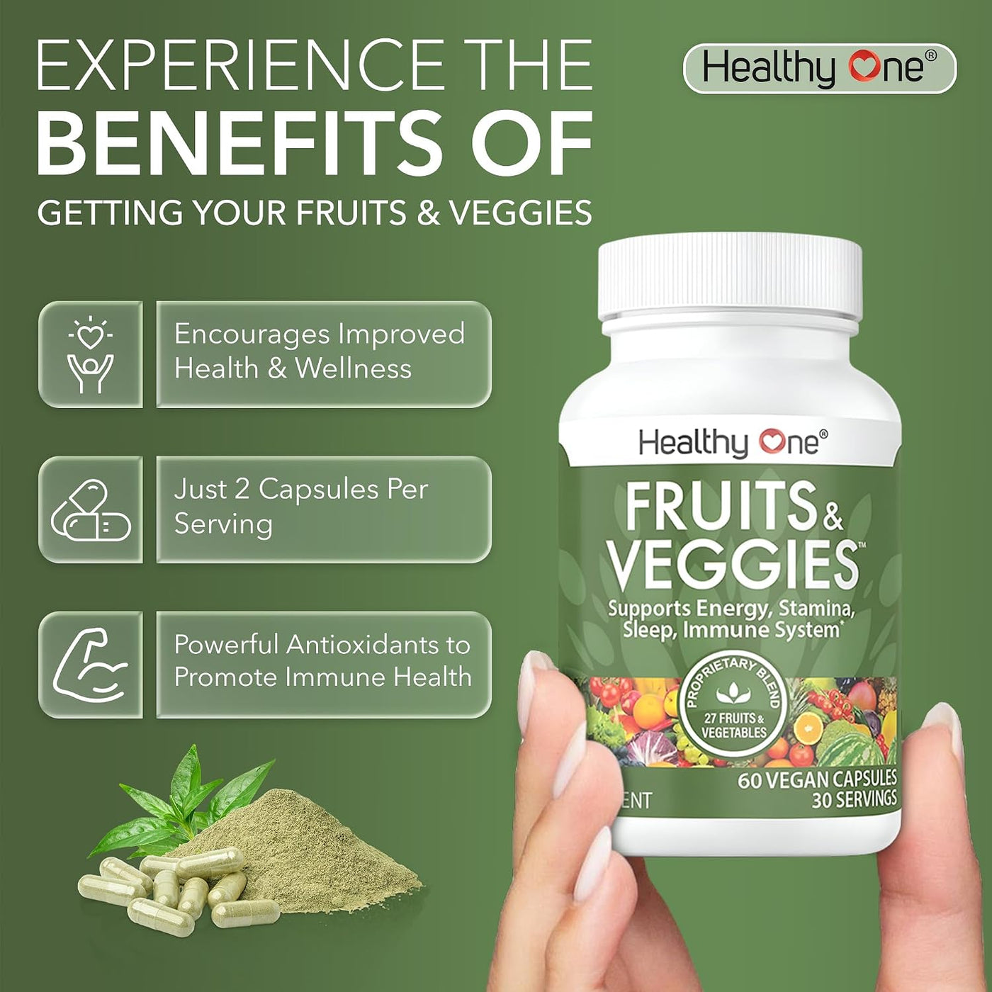 Healthy One - Suplemento de frutas y verduras, 27 superalimentos, v...