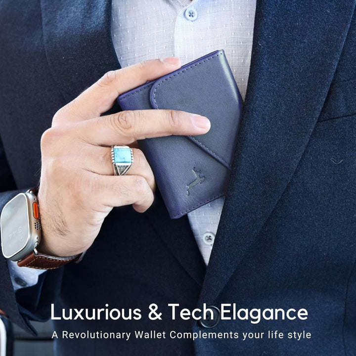 Cartera de cuero de grano completo para hombre, hecha a mano con bl...
