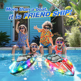 JOI MEW Barco a control remoto para niños con luces LED, barcos de...