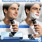 Maquinilla de afeitar eléctrica 4 en 1 para hombres, afeitadora eléctrica de cabeza flotante 6D con alta velocidad de 9,999 RPM, larga duración de 90 minutos, afeitadora eléctrica con pantalla LED