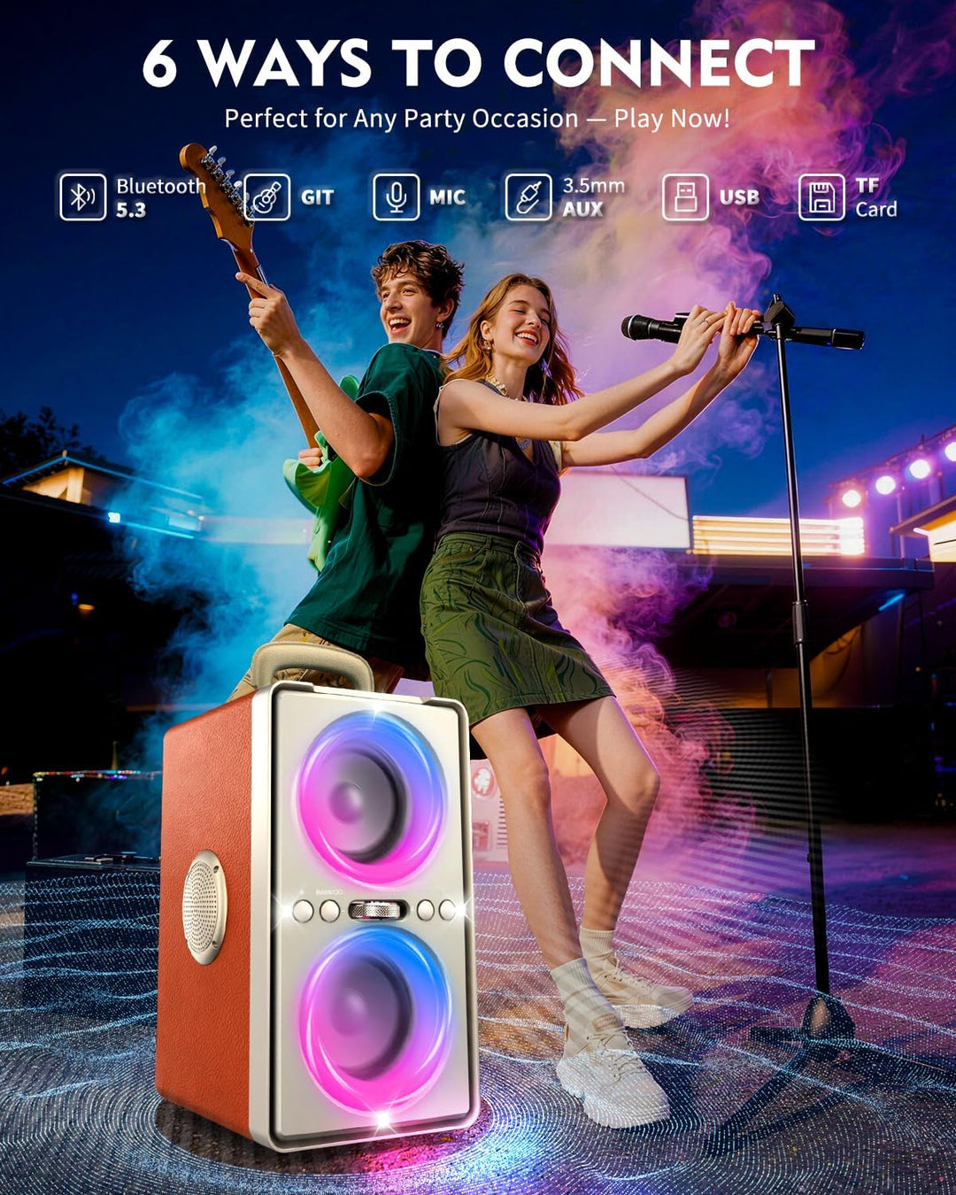 YIER Altavoz Bluetooth, altavoz de fiesta de pico de 240 W con grav...