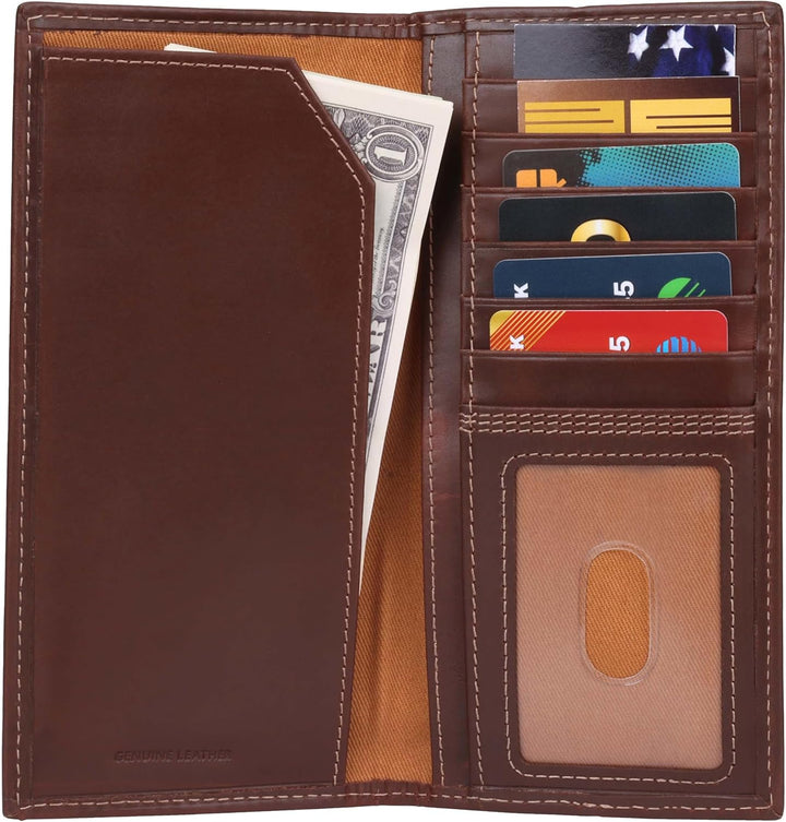 Carhartt Cartera de cuero para hombre con triple puntada, cuero dur...