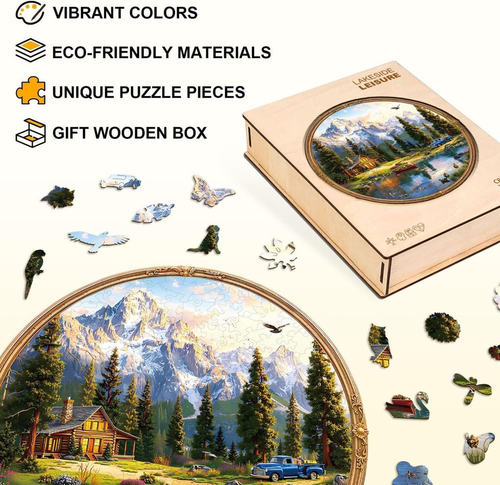 Rompecabezas de ocio junto al lago para adultos, regalos de madera, 265 piezas, 13.4 x 13.4 pulgadas