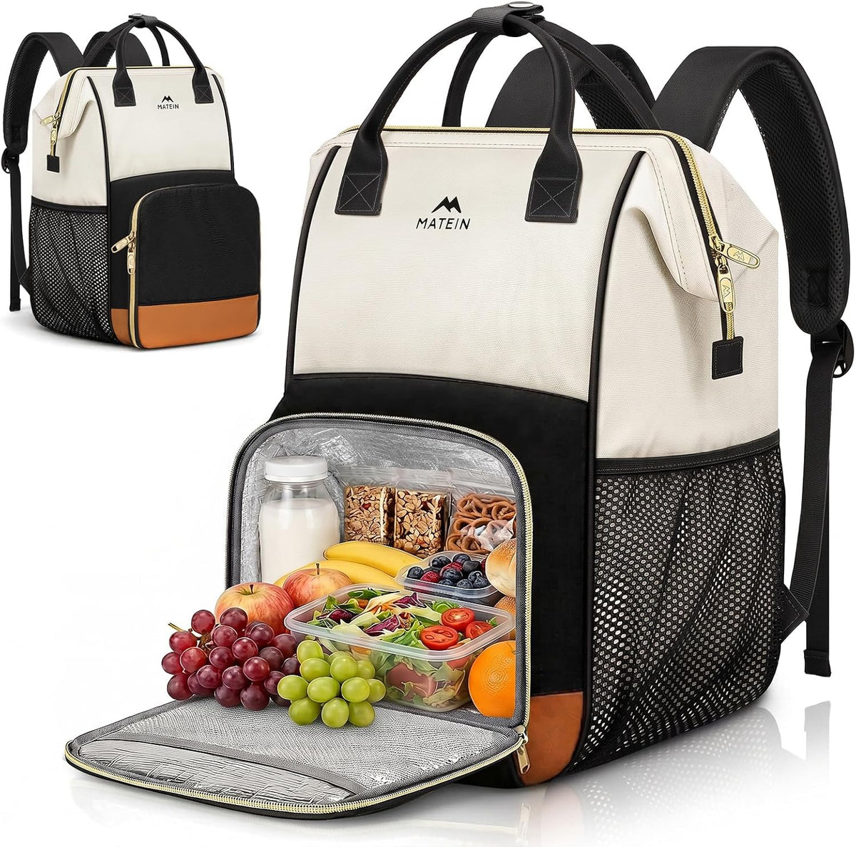 MATEIN Mochila de almuerzo aislada para mujer, mochila de trabajo p...