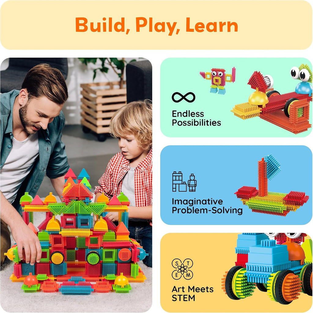 PicassoTiles 240 piezas de bloques de cerdas de erizo 3D STEM juguete de