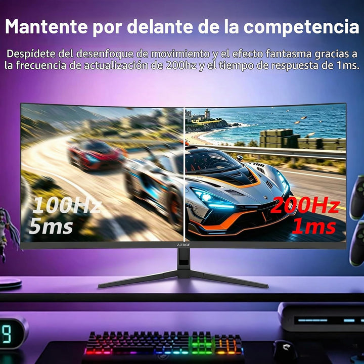 Z-Edge - Monitor curvo para juegos de 34 pulgadas, monitor de PC WQ...