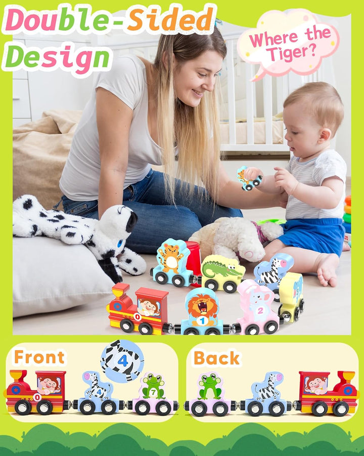 Juego de 11 piezas de tren magnético Montessori para niños