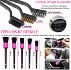Kit de limpieza de coche rosa de 20 piezas, kit de detallado interior del automóvil con aspiradora de mano roja de alta potencia, juego de cepillos de detalles, limpiador de parabrisas, gel de
