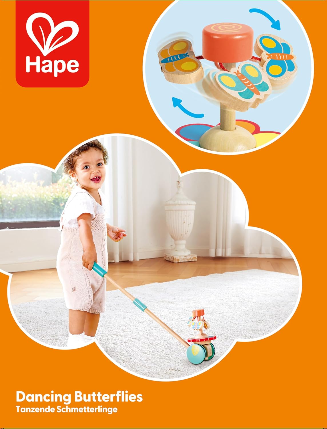 Hape Mariposas danzantes carro para empujar., Multicolor