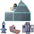 Superspace Paneles de construcción de fuertes magnéticos gigantes, juego grande, turquesa, 24 paneles, azulejos magnéticos de tamaño real para niños, construye fuertes castillos, cohetes, juguete STEM