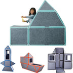 Superspace Paneles de construcción de fuertes magnéticos gigantes, juego grande, turquesa, 24 paneles, azulejos magnéticos de tamaño real para niños, construye fuertes castillos, cohetes, juguete STEM