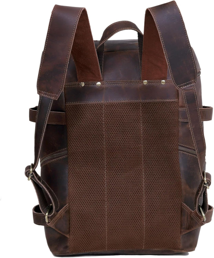 HLC Mochila de cuero genuino para computadora portátil para hombres...