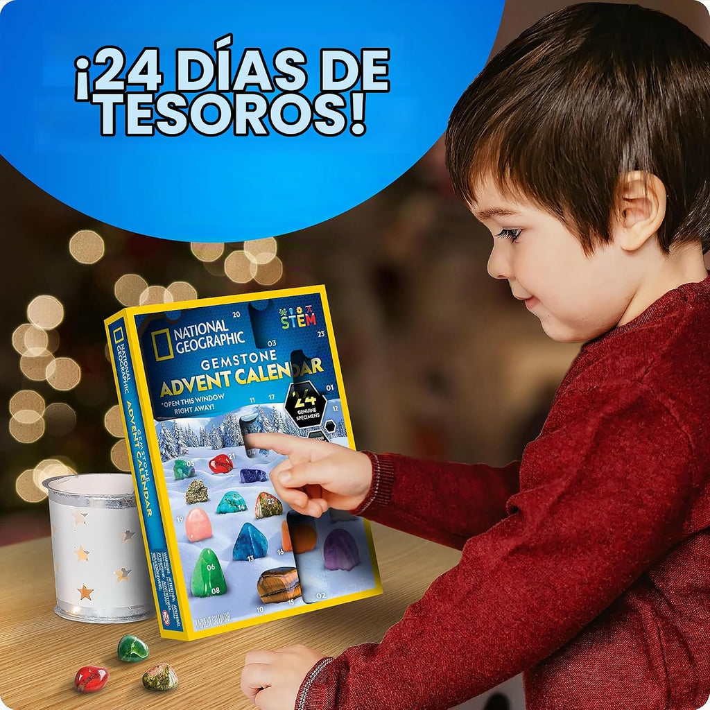 National Geographic 2026 Calendario de Adviento de Piedras Preciosas con 24 Gemas para Niños