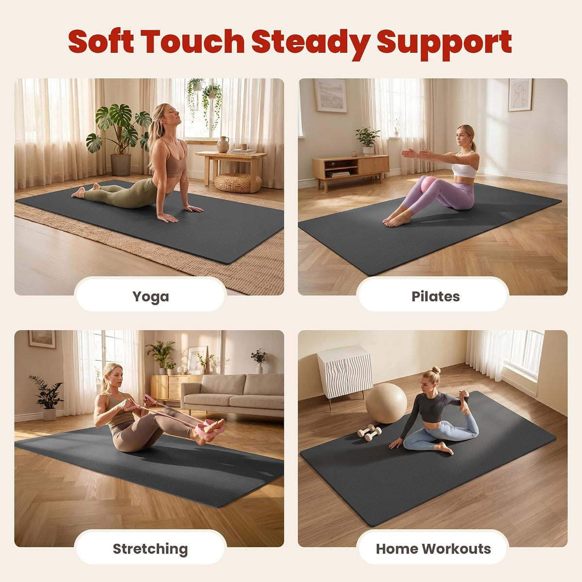 Colchoneta de Yoga Grande, 6' x 4' / 6' x 3' x 6 mm / 8 mm / 12 mm de espesor para entrenamiento