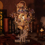 MU Rompecabezas de metal 3D para adultos Romeo y Julieta con juego de caja Musix de iluminación, kits de modelo de palacio de elfos, construcción de arquitectura en miniatura, juego de rol, juego de rol, regalo de amor, decoración del hogar
