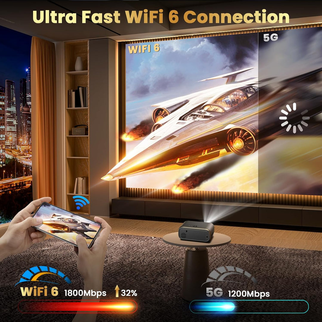 [Enfoque eléctrico\/alto brillo] Proyector FUDONI con WiFi y Blueto...