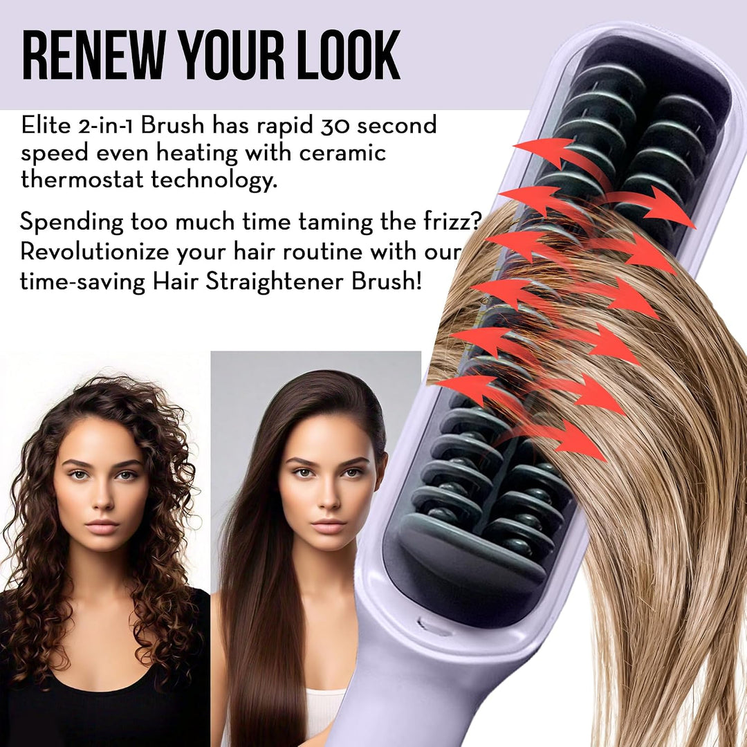 ELITE HAIR TOOLS - Cepillo alisador de pelo, doble fila, morado, 17...