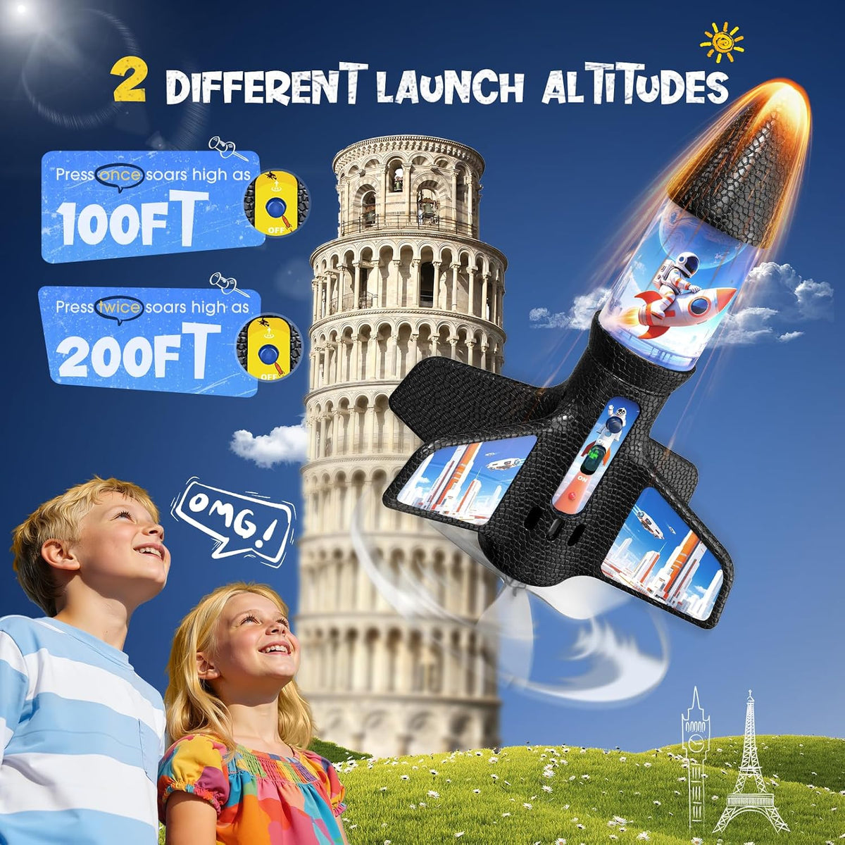 Lanzacohetes para niños, Spinner Rokcet, juguetes Rokcet para niños de 6 a