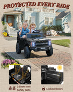 First Ride On Juguetes de paseo de 24V para niños grandes, Ford F-150 Raptor con licencia de 2 asientos, auto de paseo para niños con control remoto, automóvil eléctrico para niños pequeños con luces