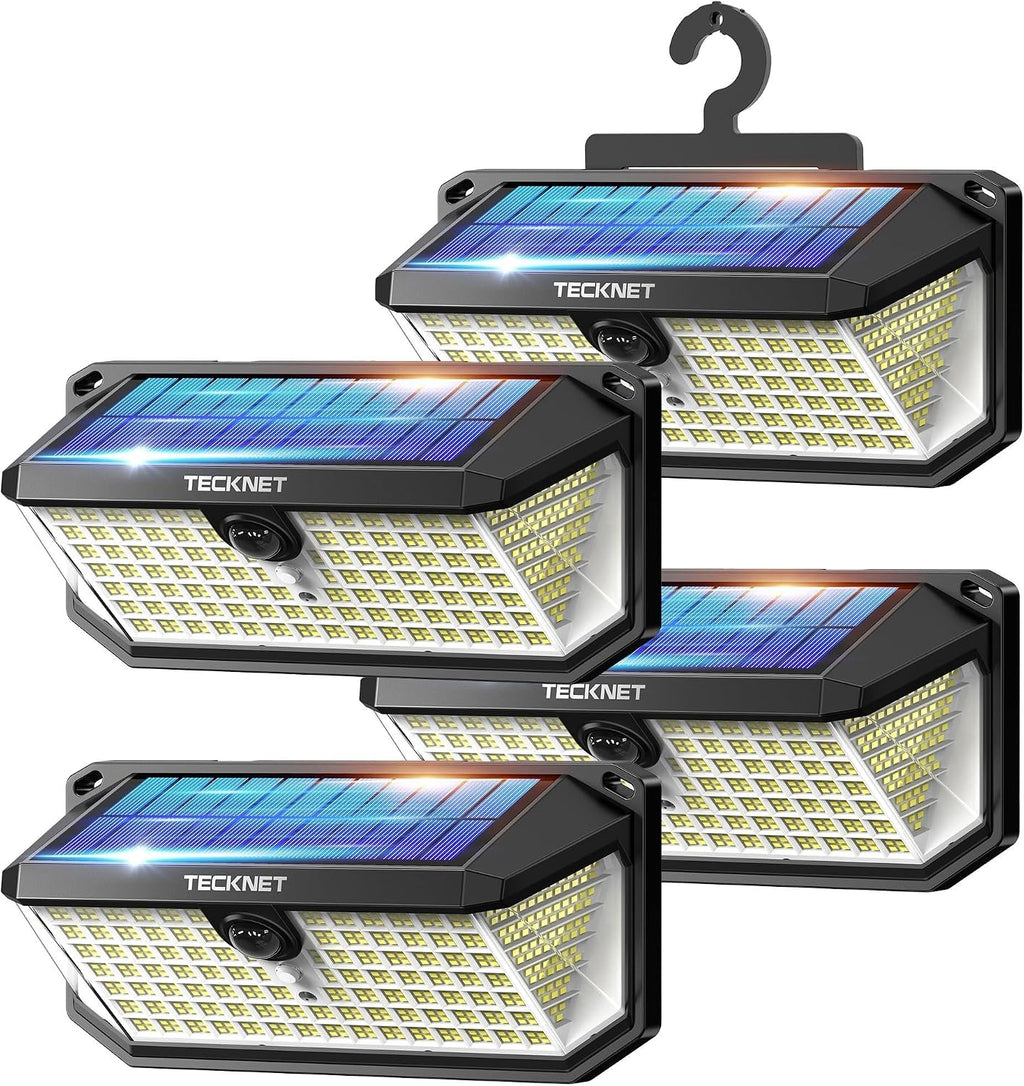 TECKNET 546 luces LED con sensor de movimiento para exteriores con gancho