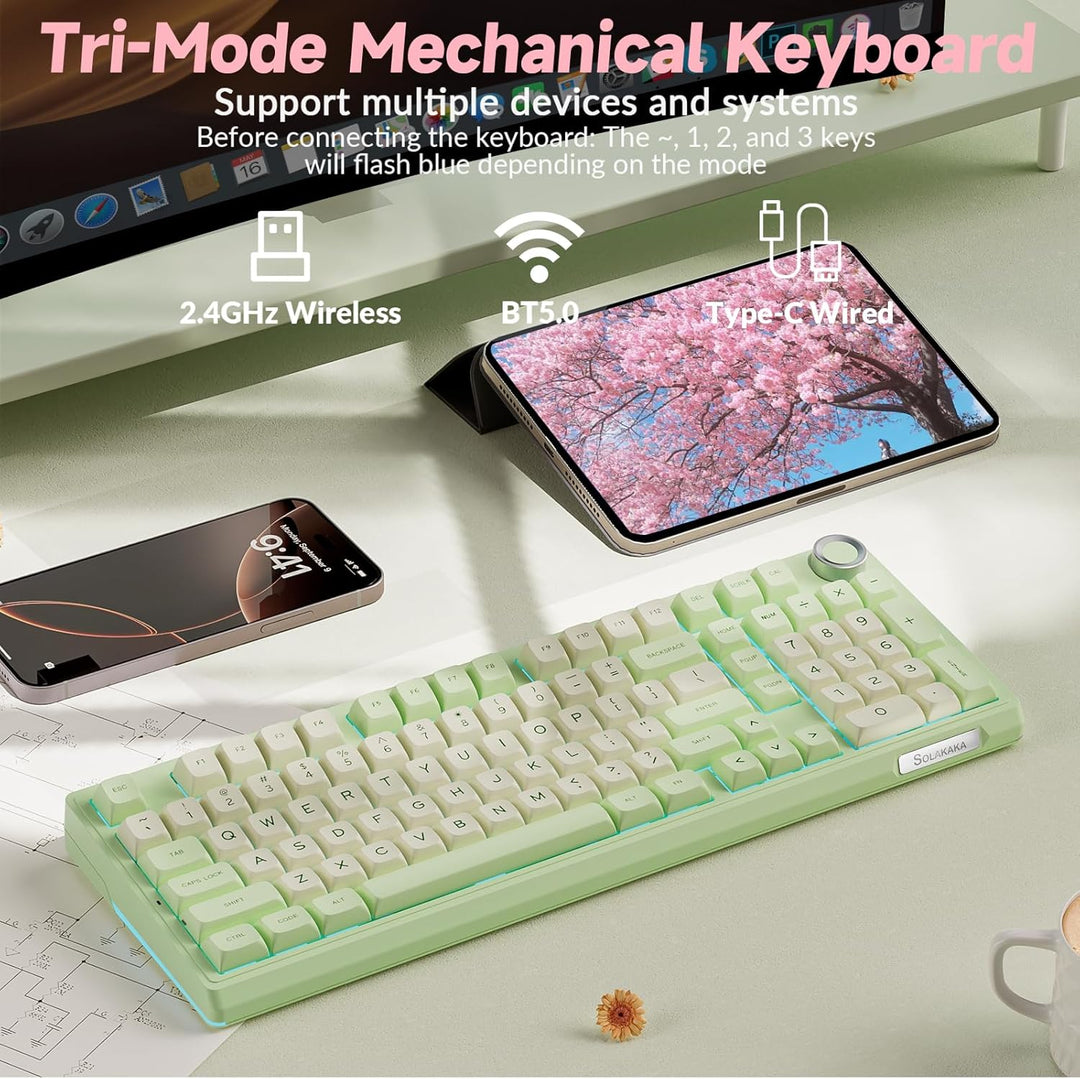 SOLAKAKA KI99 Pro - Teclado mecánico inalámbrico con interruptor si...